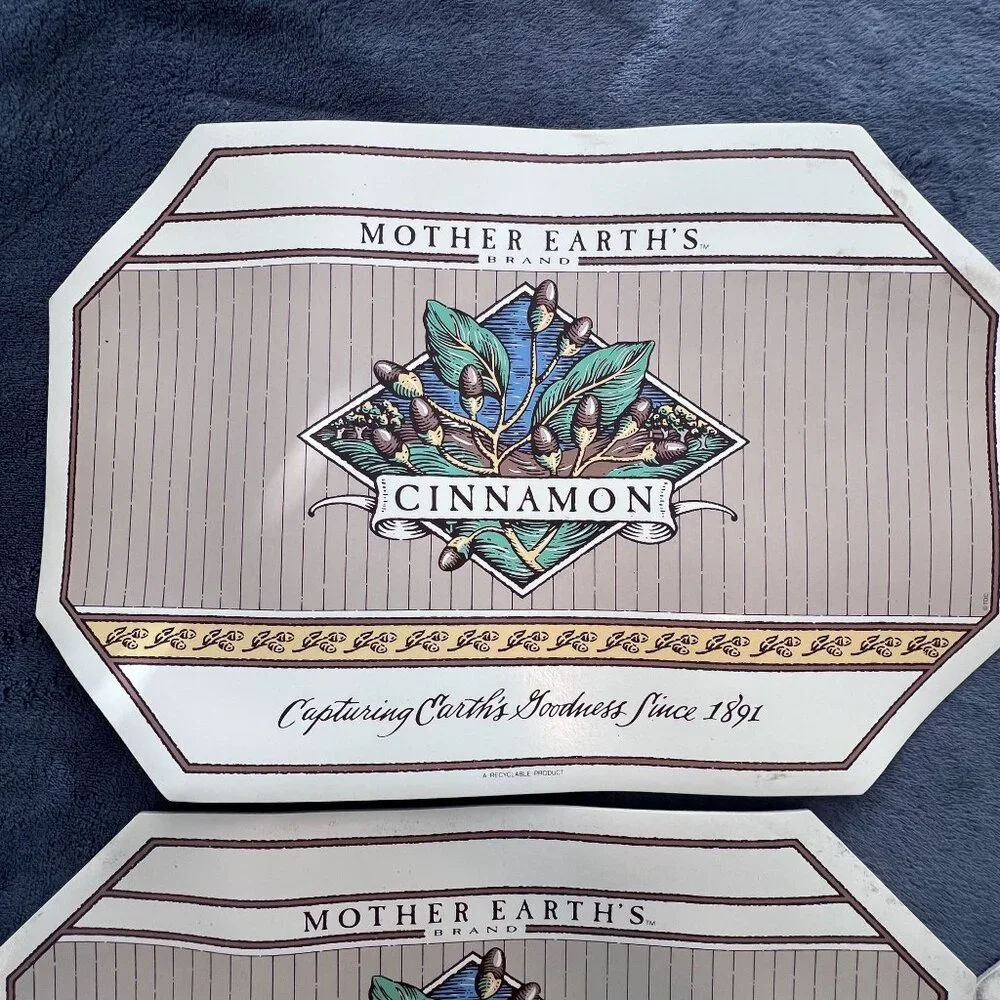 Vintage Rubber Foam‎ Backing Set Of 4 Mother Earths Brand Cinnamon Placemats